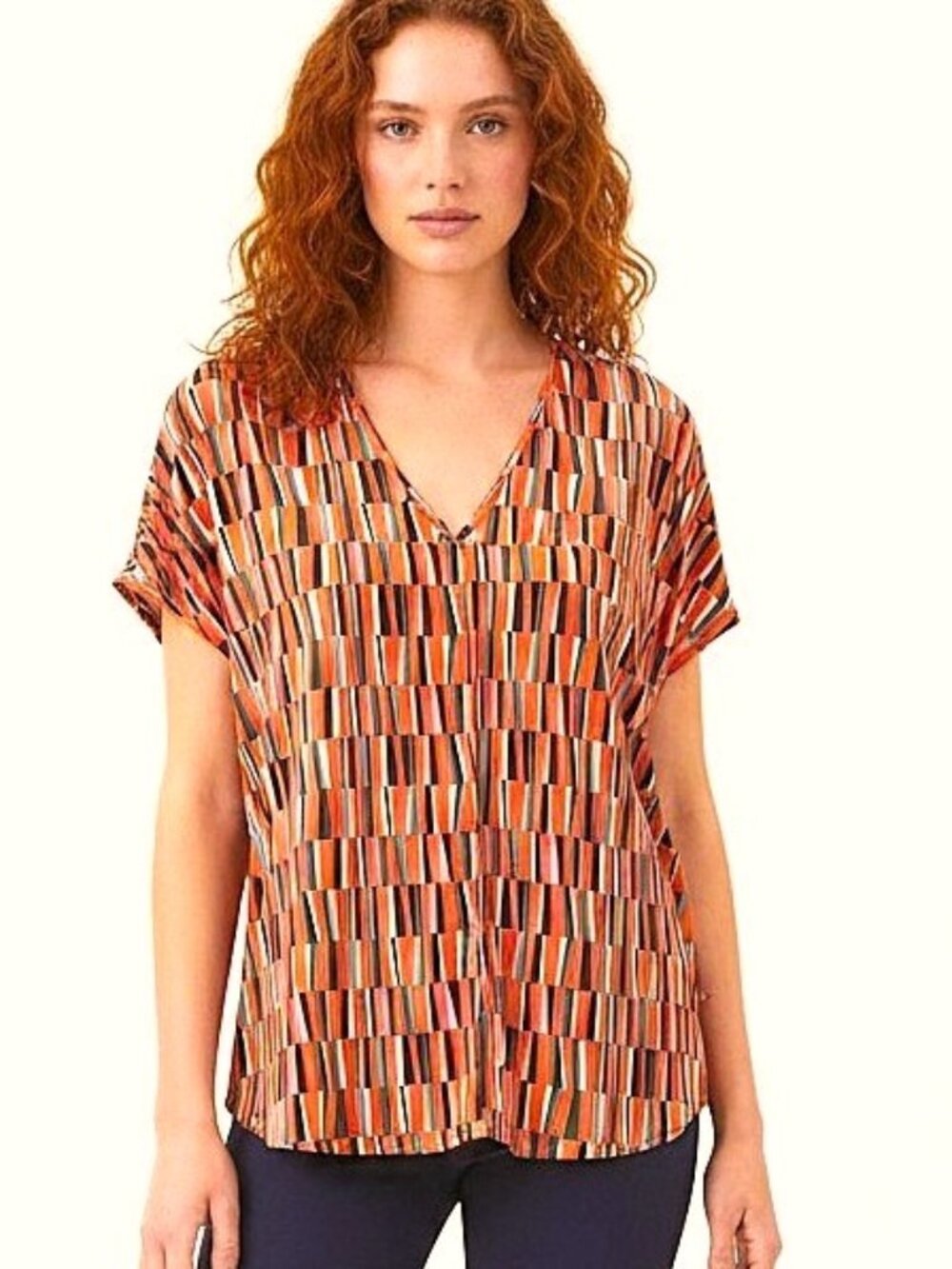 Bar III | Women's Top | Sleeveless Multicolor Geometric Print | Size Large